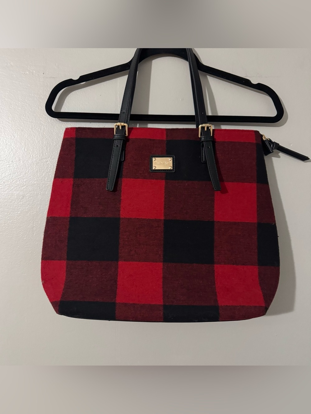 Charlie Paige Red & Black Buffalo Plaid Shoulder Tote Bag